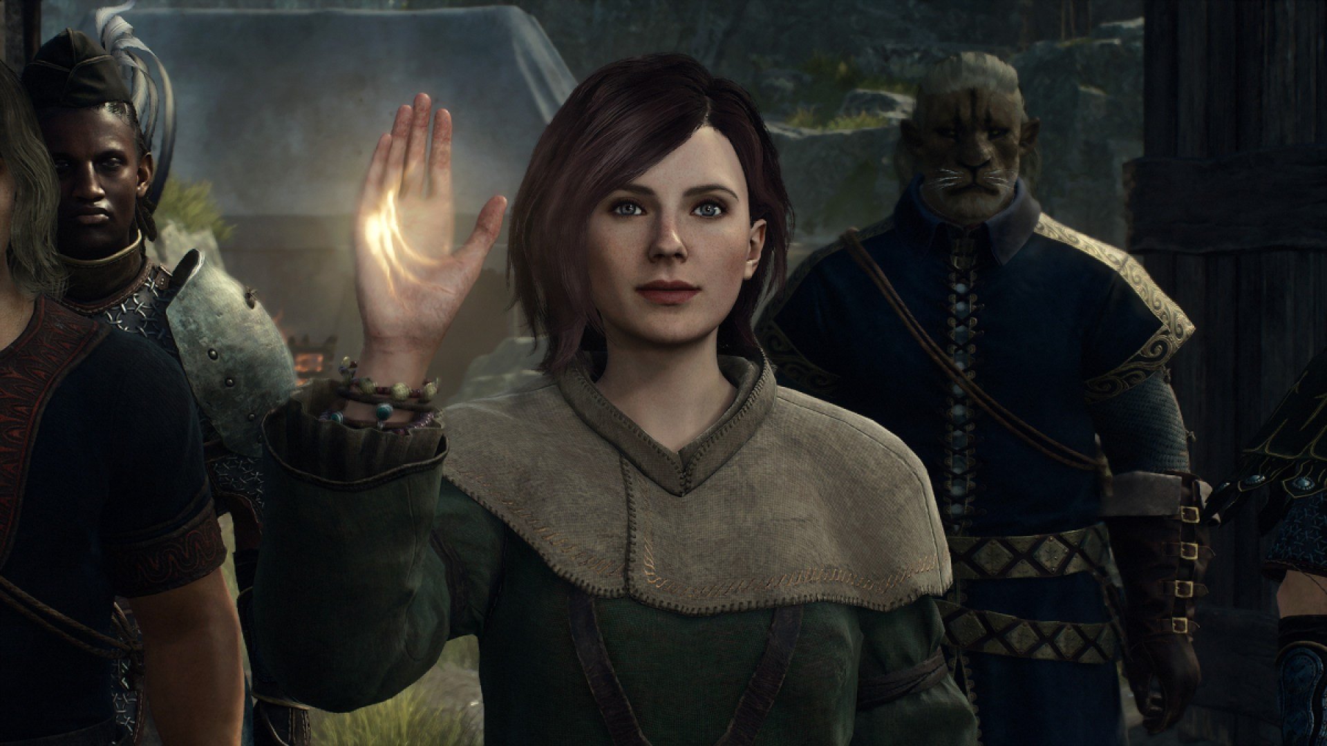 A mage pawn saluting the Arisen.
