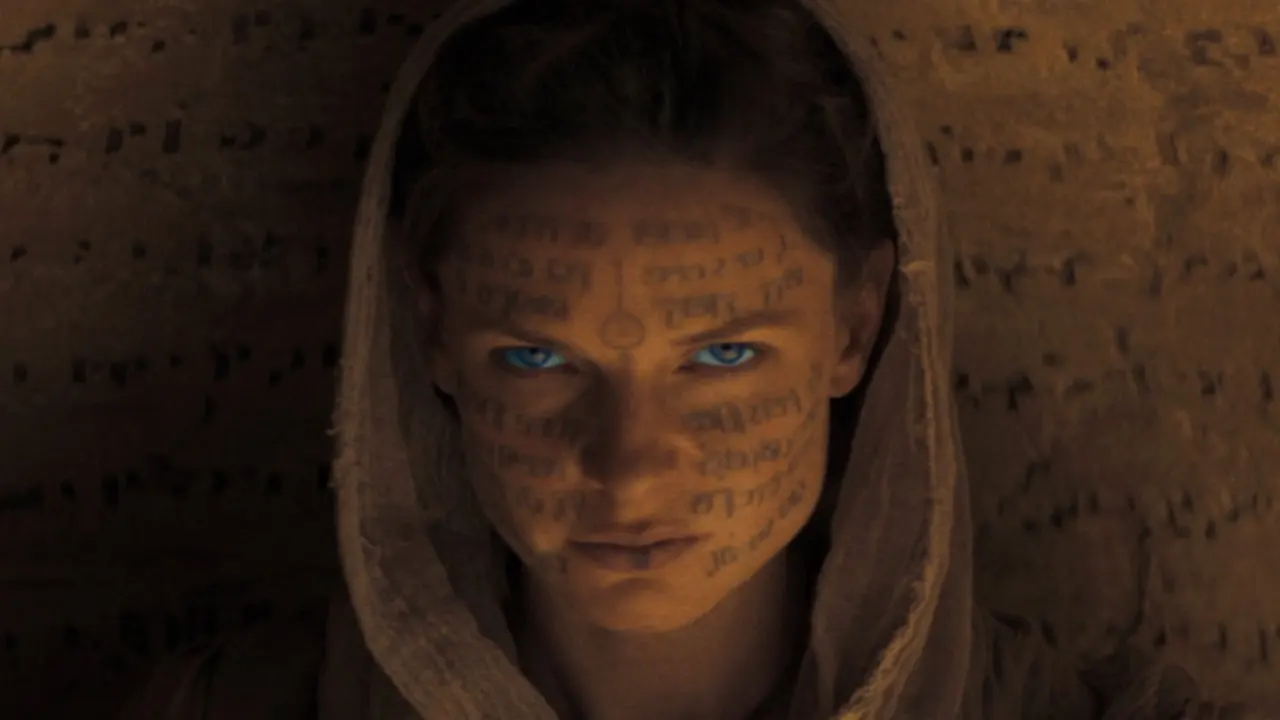 Lady Jessica, played by Rebecca Ferguson, in one of Paul's visions in Dune: Part One