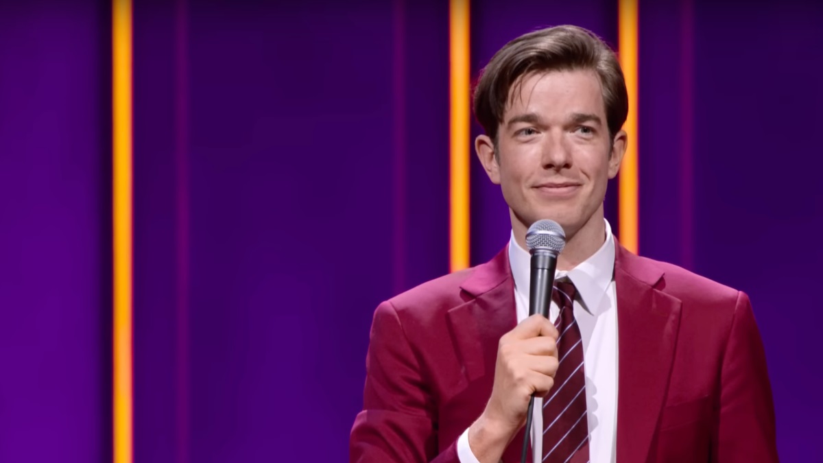 John Mulaney in a colorful suit for his newest Netflix special, Baby J.