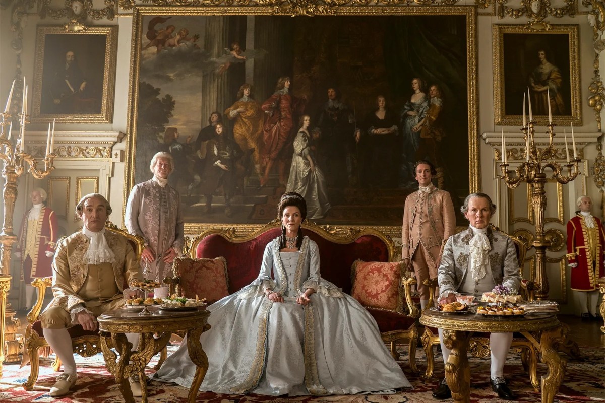 Michelle Fairley as Princess Augusta in Queen Charlotte: A Bridgerton Story