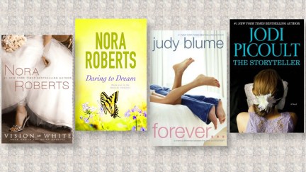 Novels by Nora Roberts, Judy Blume, and Jodi Picoult that were recently banned in Florida
