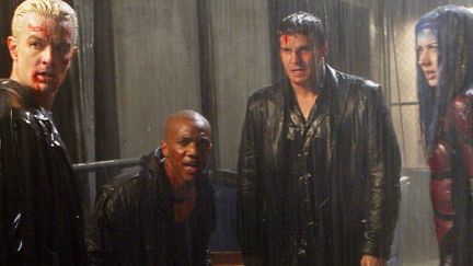 Team Angel standing in the alleyway getting ready for battle in the Angel series finale