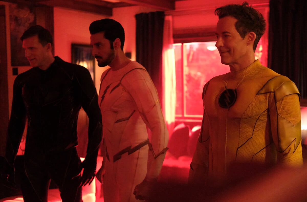 From left to right: Teddy Sears as Zoom, Karan Oberoi as Godspeed, and Tom Cavanagh as Reverse Flash in 'The Flash' series finale