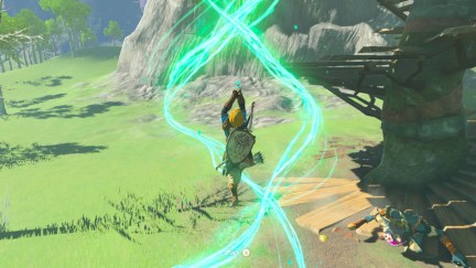 Link uses the ascend ability in 'The Legend of Zelda: Tears of the Kingdom'