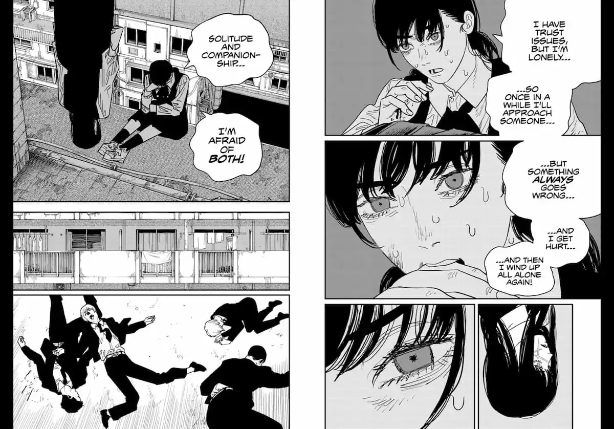 Excerpt from chapter 124 of Chainsaw Man, in which Asa talks about the effects of her PTSD