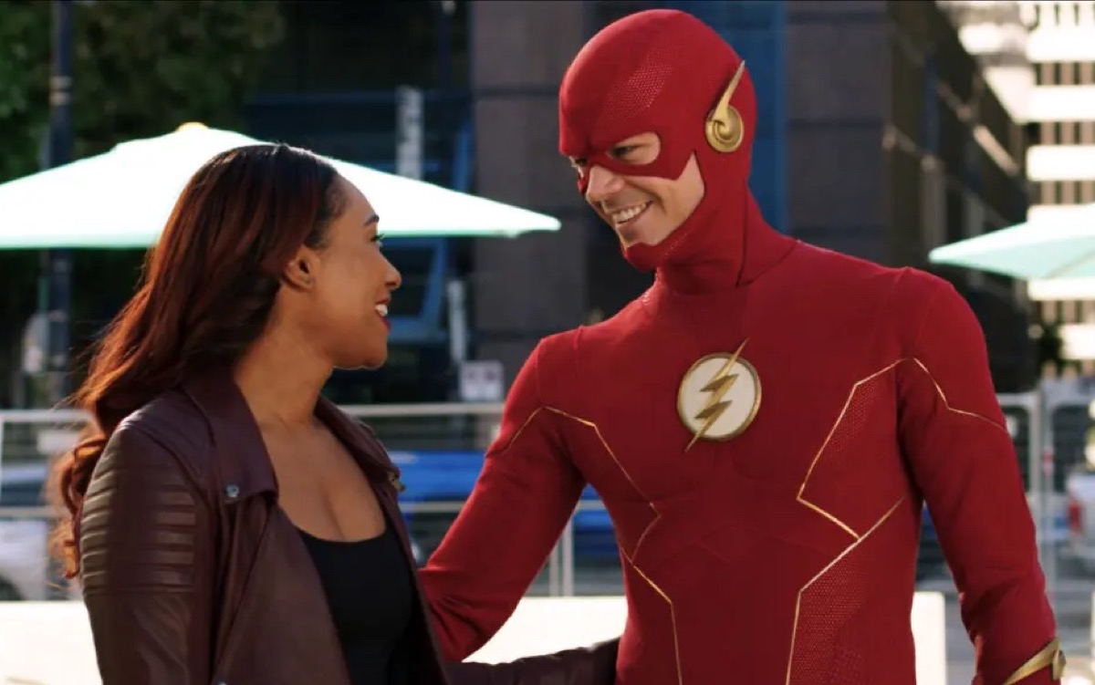 Barry and Iris smile at each other in The CW