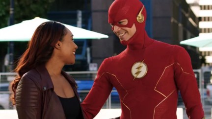 Barry and Iris smile at each other in The CW's The Flash.