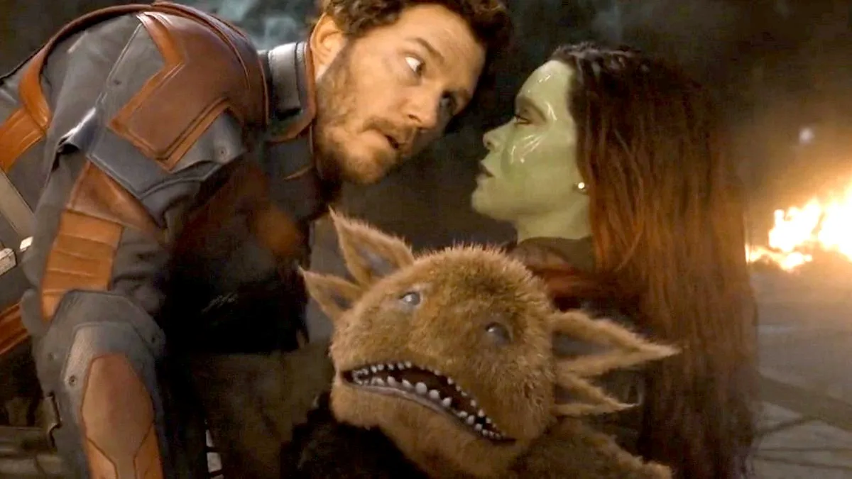 Peter, Gamora and Blurp together in Guardians of the Galaxy Vol. 3