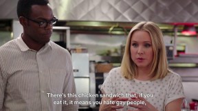 In a scene from The Good Place, Eleanor says 