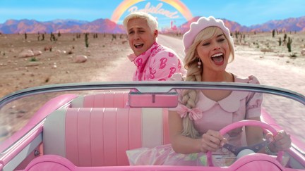 Barbie and Ken in the car in Barbie