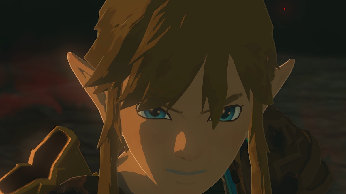A close up of Link in Tears of the Kingdom, looking angry