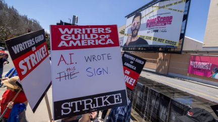 A picket sign in Los Angeles reads, 