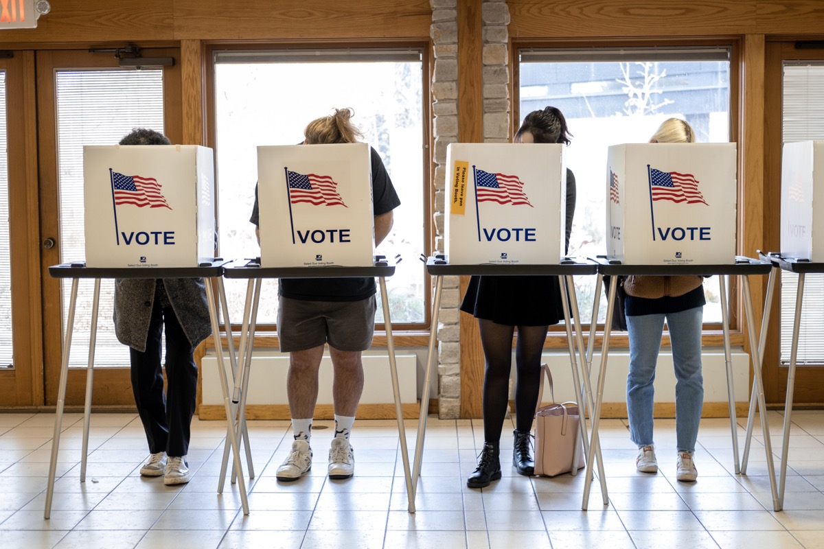 Americans vote at the Olbrich Botanical Gardens polling place on November 8, 2022 in Madison, Wisconsin. 