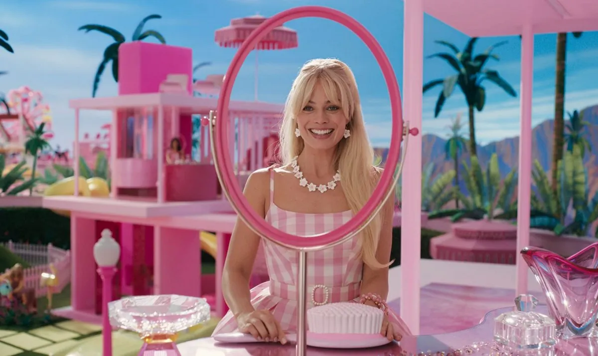 Margot Robbie as Barbie in her Dreamhouse (Warner Bros.)