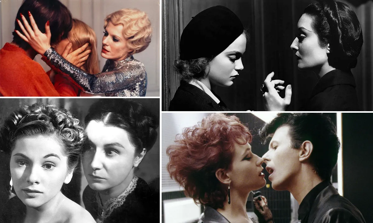 The best classic LGBTQ horror movies, clockwise from top left: 'Daughters of Darkness,' 'Dracula's Daughter,' 'The Hunger,' and 'Rebecca'