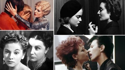 The best classic LGBTQ horror movies, clockwise from top left: 'Daughters of Darkness,' 'Dracula's Daughter,' 'The Hunger,' and 'Rebecca'