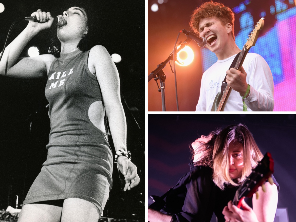 Kathleen Hanna, Avery Tucker, and Carrie Brownstein & Corin Tucker performing live.