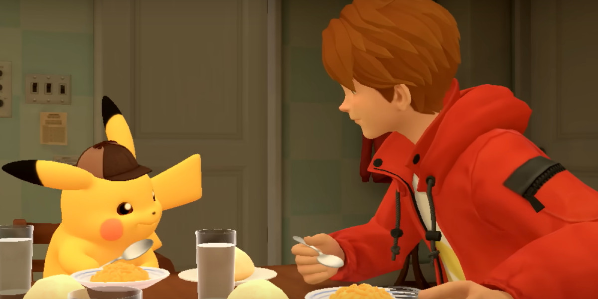 Detective Pikachu and Tim Goodman in Detective Pikachu Returns for Nintendo Switch