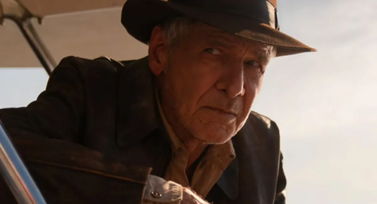 A close up of Harrison Ford as Indiana Jones