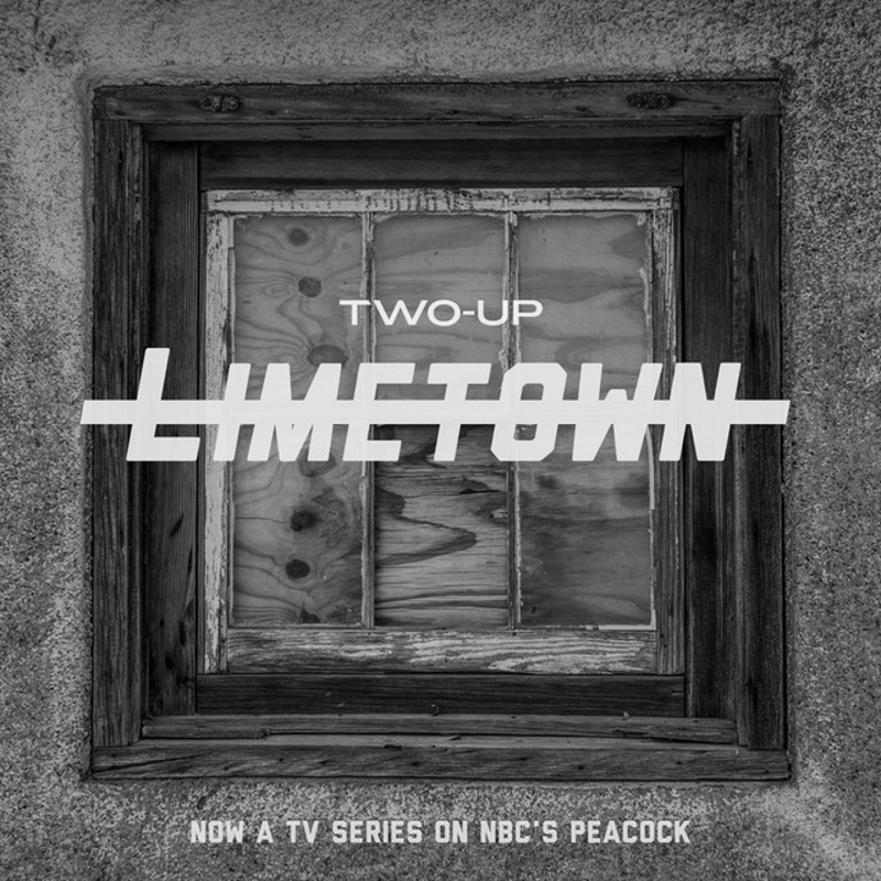 Limetown profile picture. A boarded up window behind white text that says "two up" and then below that "Limetown" in larger letters that have been struck through.