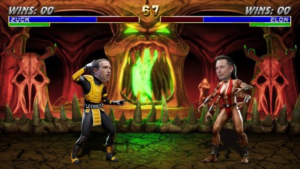 Mark Zuckerberg and Elon Musk's heads on Mortal Kombat characters