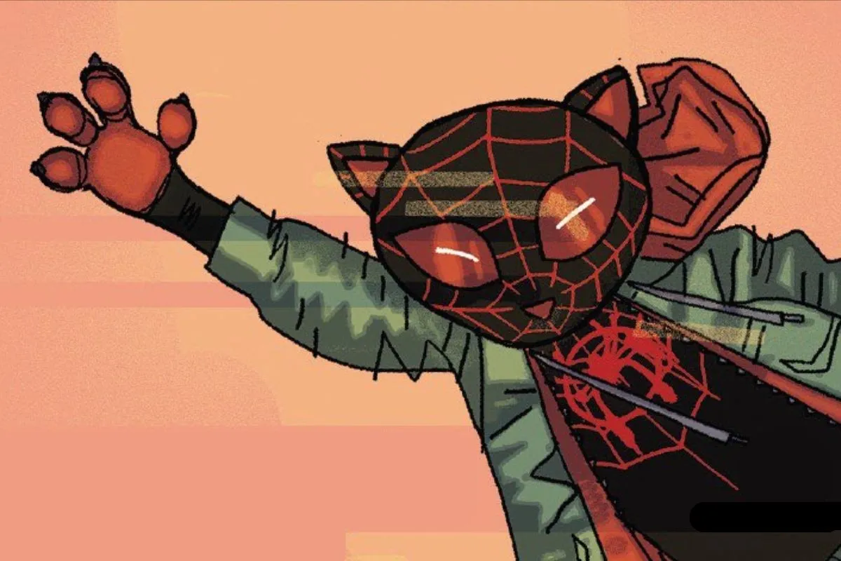 Cat version of Miles Morales in Spider-Man Annual Vol 3 #1 drawn by David Lafuente and Rico Renzi.