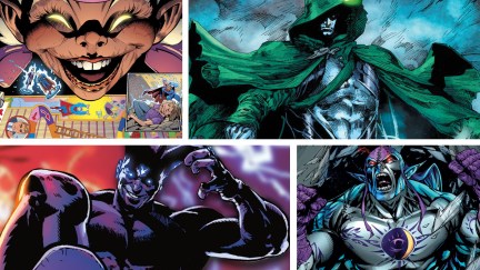 Most powerful DC characters, featuring (clockwise from top left): Mr. Mxyzptlk, the Spectre, Eclipso, the Great Evil Beast