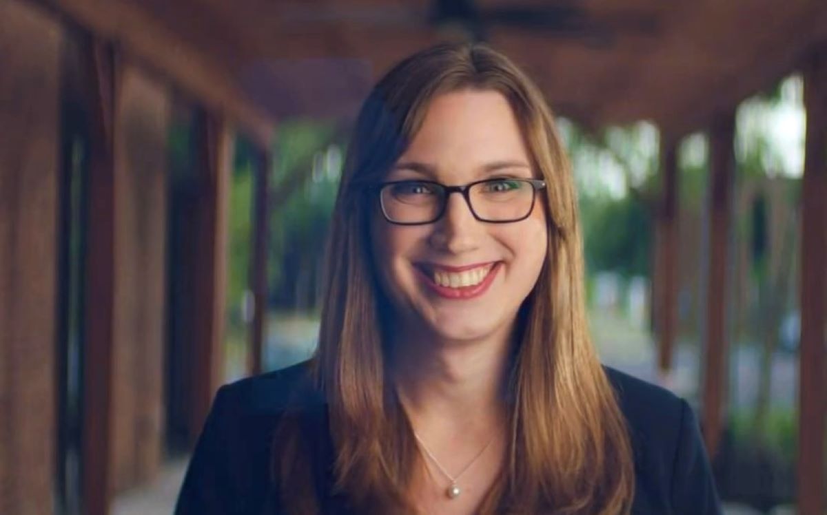 Sarah McBride smiles in a screengrab from her campaign announcement video.