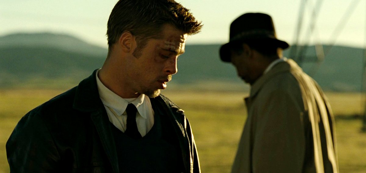 Brad Pitt and Morgan Freeman in Seven (New Line)