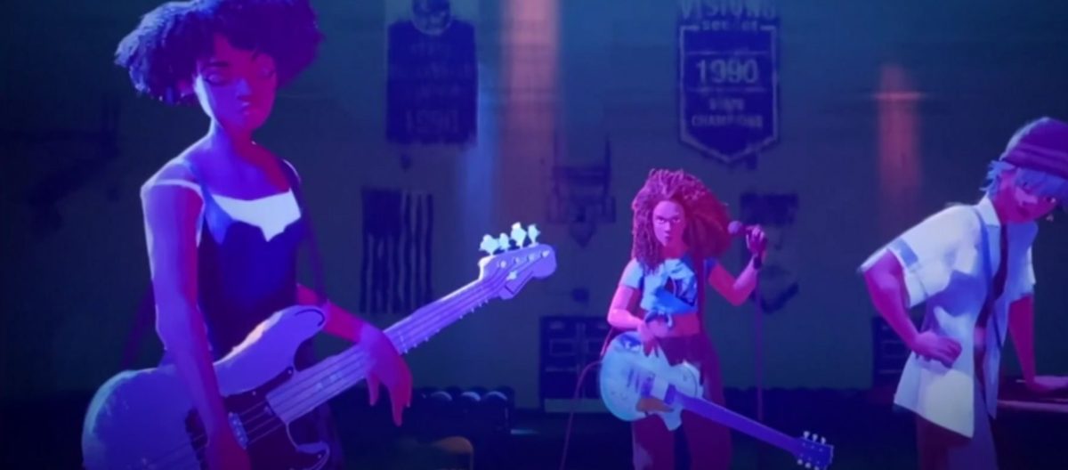 Three band members of The Mary Janes featured in Spider-Man: Across The Spider-Verse.