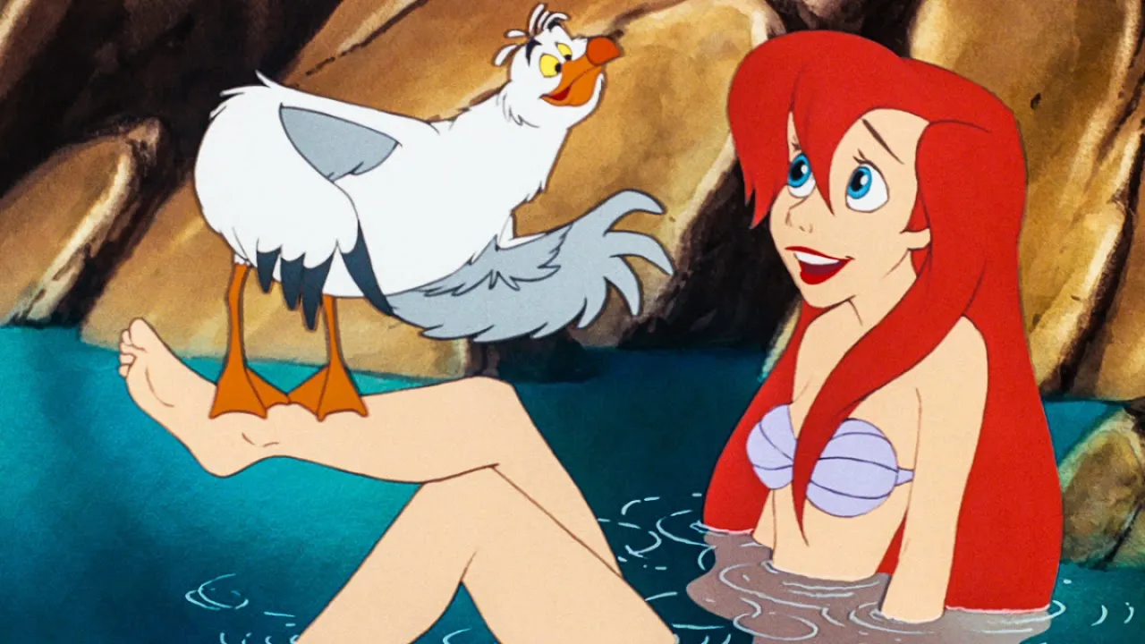 Scuttle tries to guess what is new with Ariel in the original 1989 animated version
