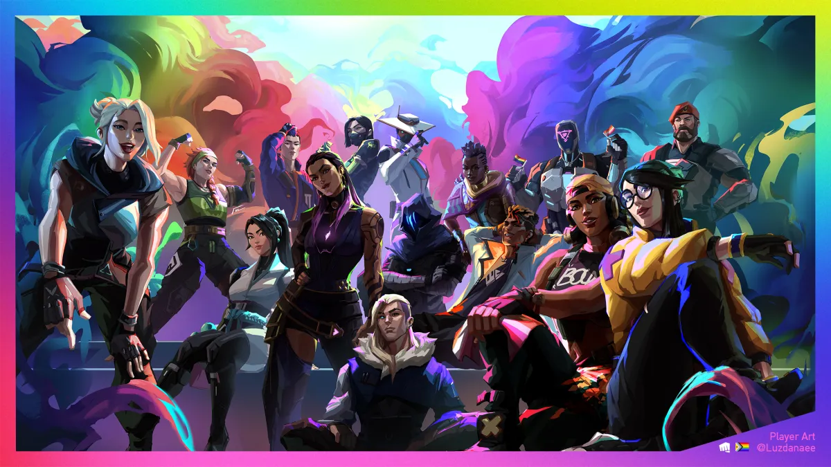 Valorant Pride-themed art by artist Luzdanaee, for Riot Games.