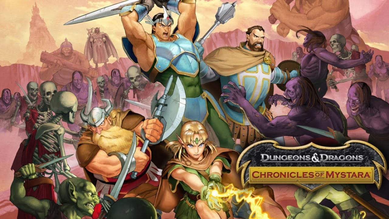 Animated cast of "Chronicles of Mystara" fight in the desert with monsters.