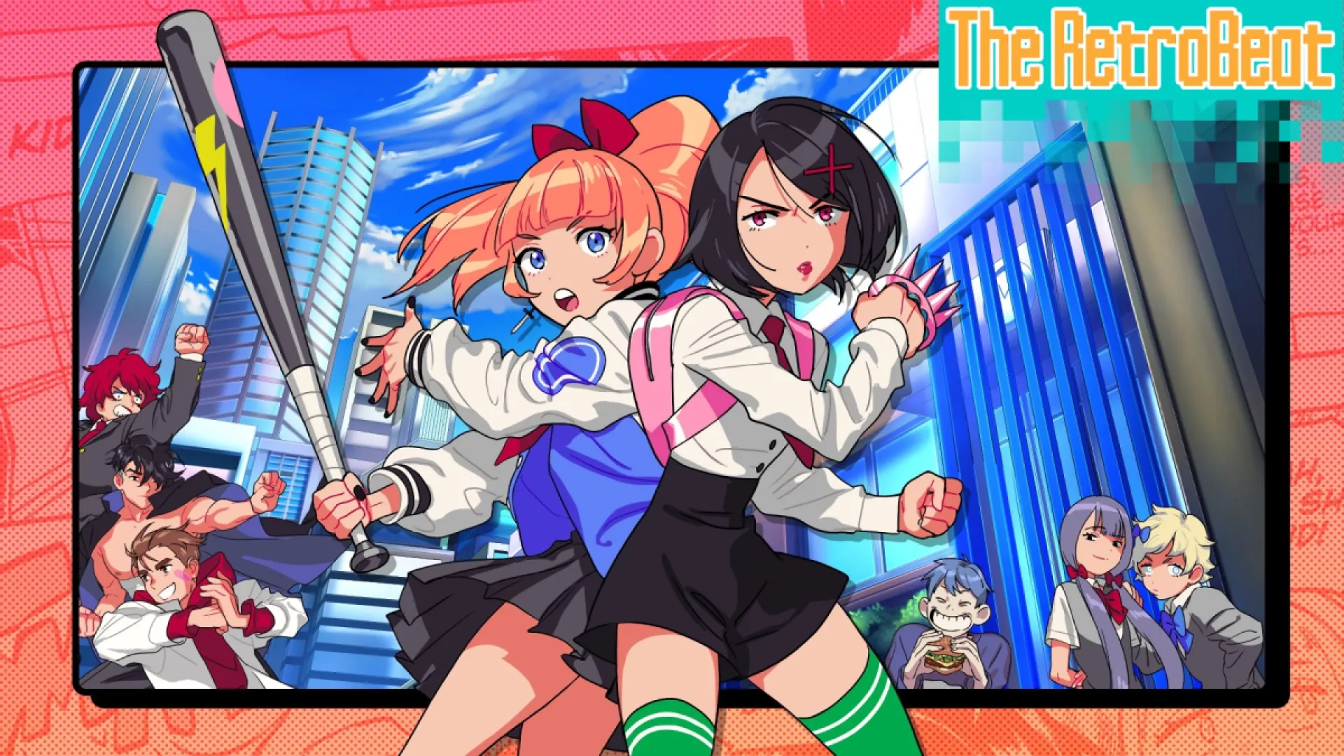 Two animated asian girls prepare and pose to fight in the game "River City Girls"