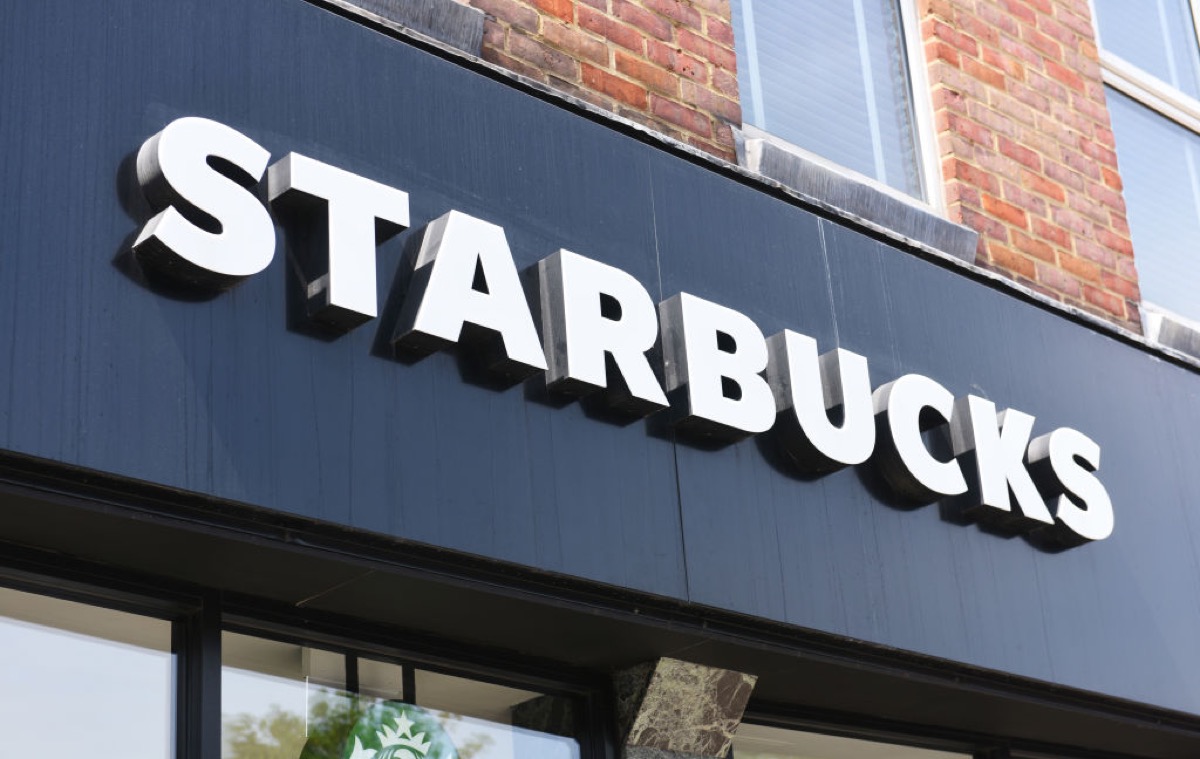 A Starbucks store sign.