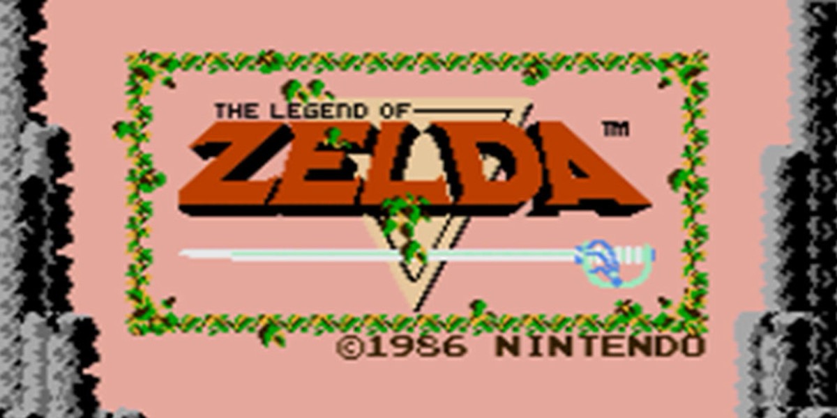The title screen for the original "Legend of Zelda" game. 