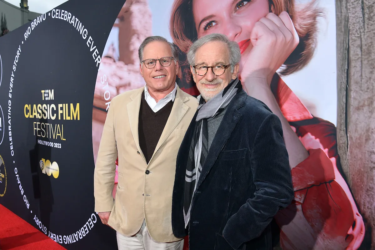 David Zaslav and Steven Spielberg on the red carpet for a TCM event.