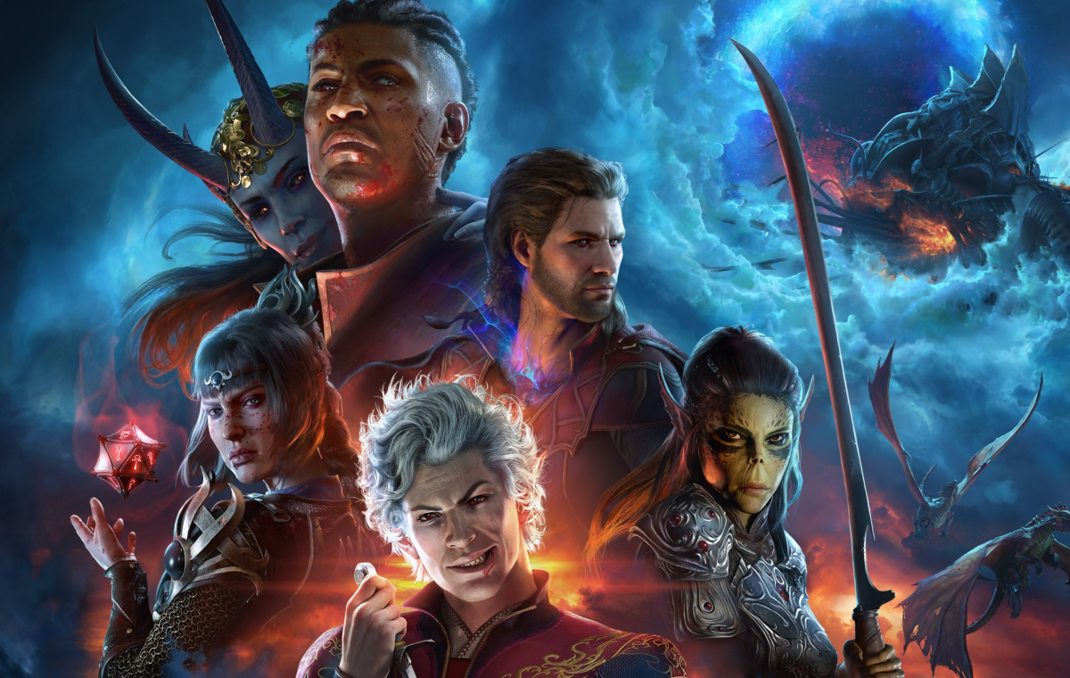 Key art featuring characters from 'Baldur's Gate 3'