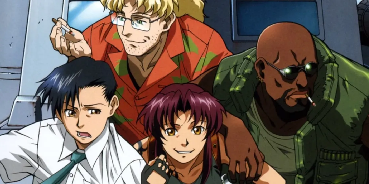 The four members of the Lagoon Company pose for a photo in "Black Lagoon" 