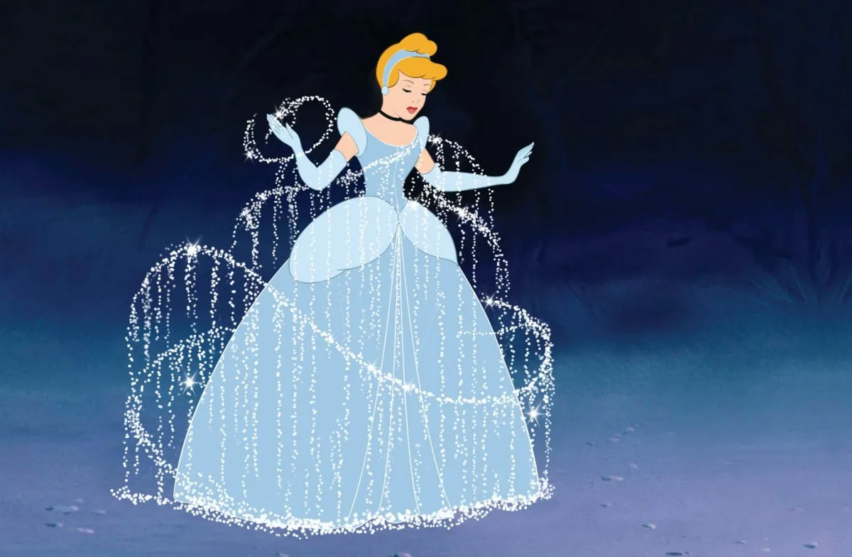 Cinderella's dress transforming in Cinderella