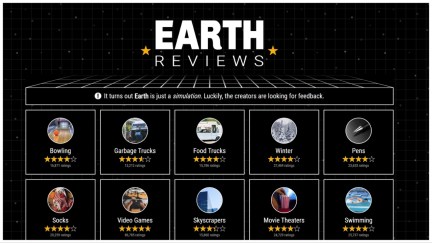 The homepage for 'Earth Reviews'.