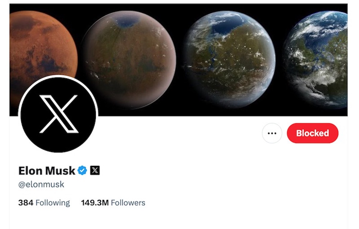 A screenshot of Elon Musk's Twitter profile.