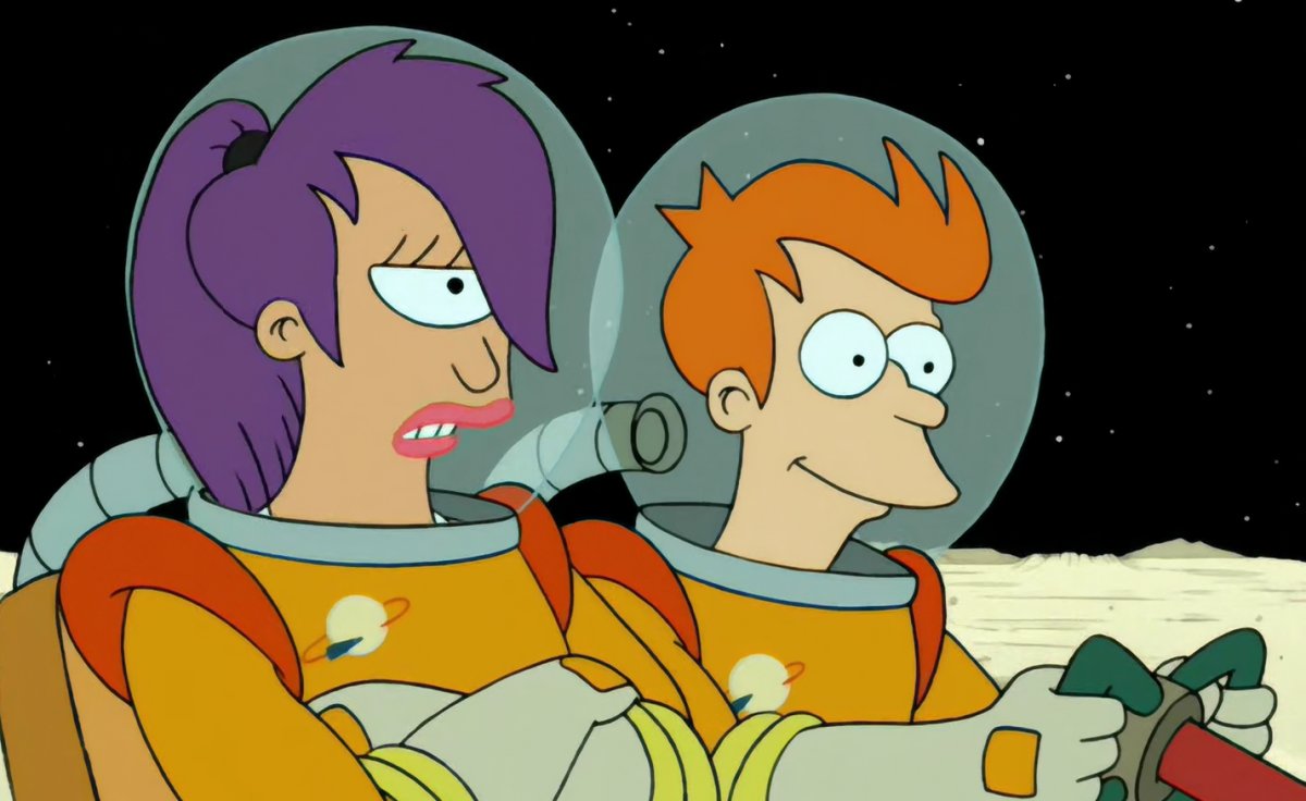 Leela and Fry in Futurama