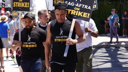 Colin Farrell at the picket line