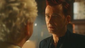 Crowley, played by David Tennant, breaks all our hearts as he desperately confesses to Aziraphale in the second season of Good Omens
