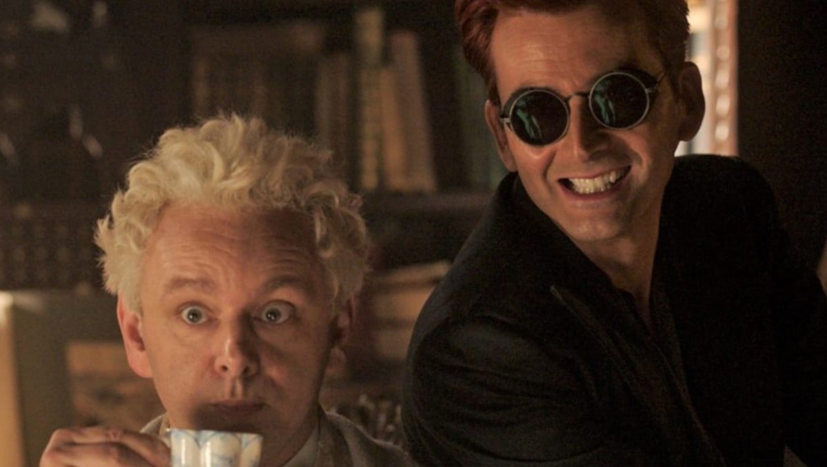 Michael Sheen and David Tennant as Crowley and Aziraphale in the second season of Good Omens