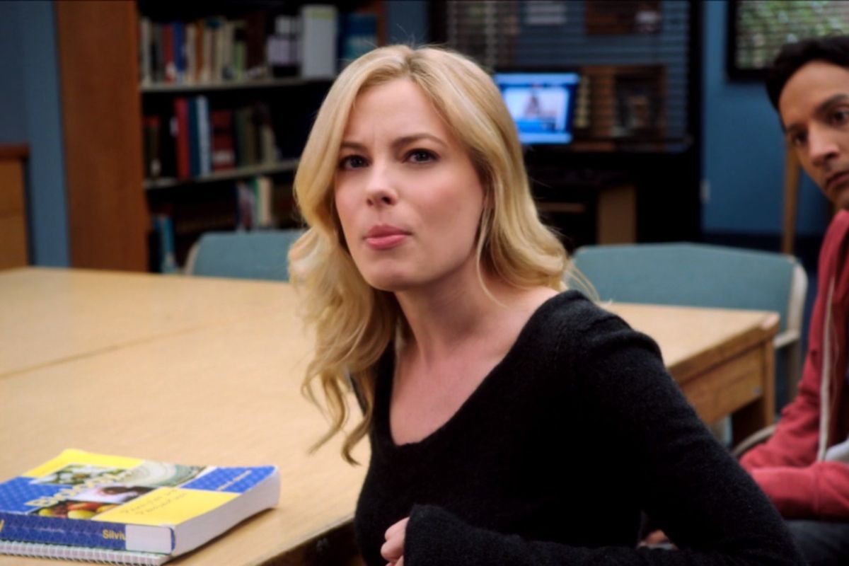 Britta (Gillian Jacobs) in Community saying "I can't excuse the racism, but I draw the line at animal cruelty." 