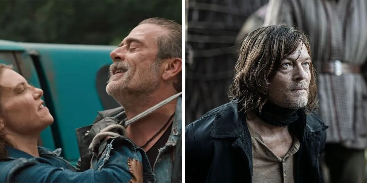 Left to right: Lauren Cohan as Maggie Greene and Jeffrey Dean Morgan as Negan Smith in The Walking Dead: Dead City. Norman Reedus as Daryl Dixon in The Walking Dead: Daryl Dixon
