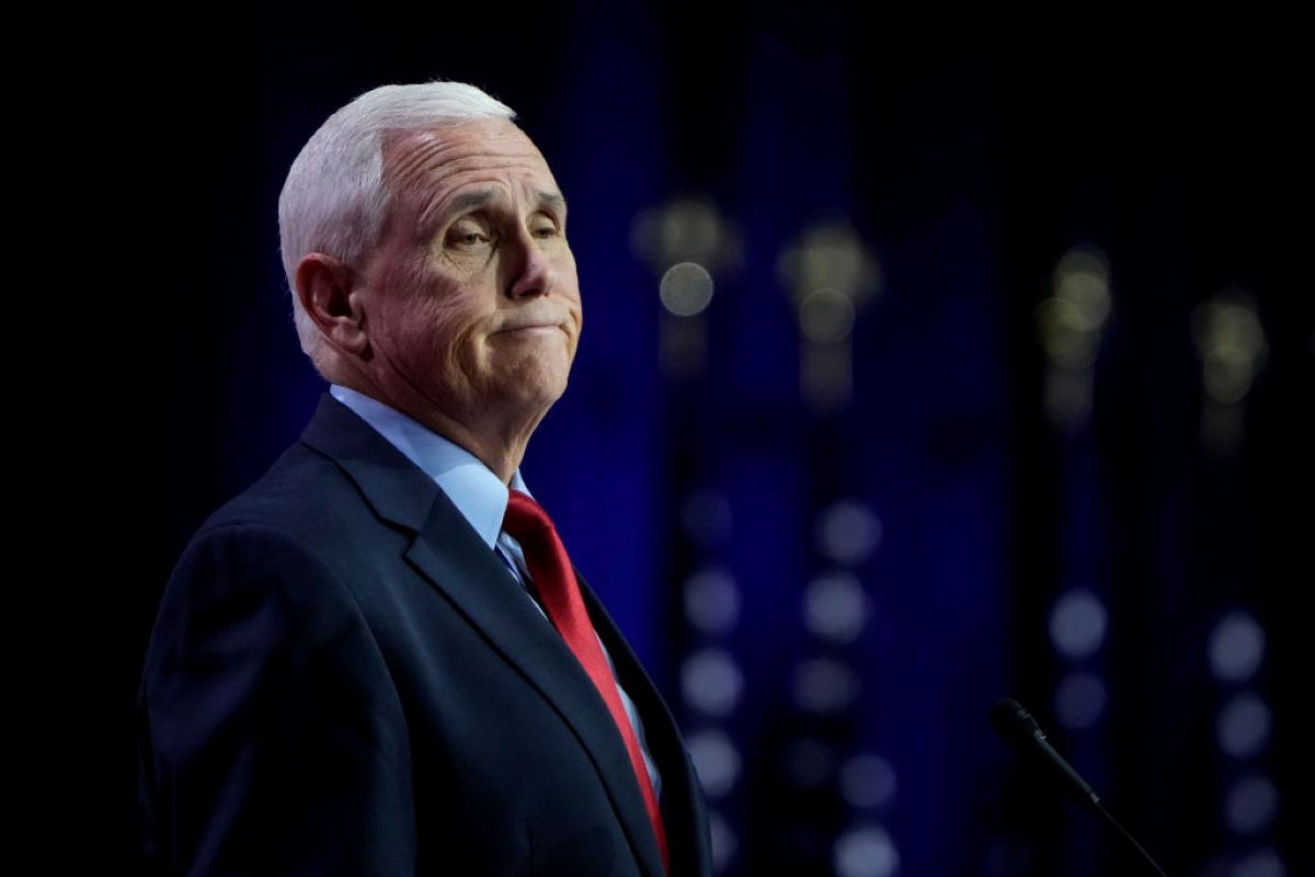 Republican presidential candidate and former Vice President Mike Pence delivers remarks at the Faith and Freedom Road to Majority conference on June 23.