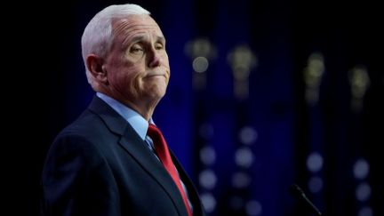Republican presidential candidate and former Vice President Mike Pence delivers remarks at the Faith and Freedom Road to Majority conference on June 23.